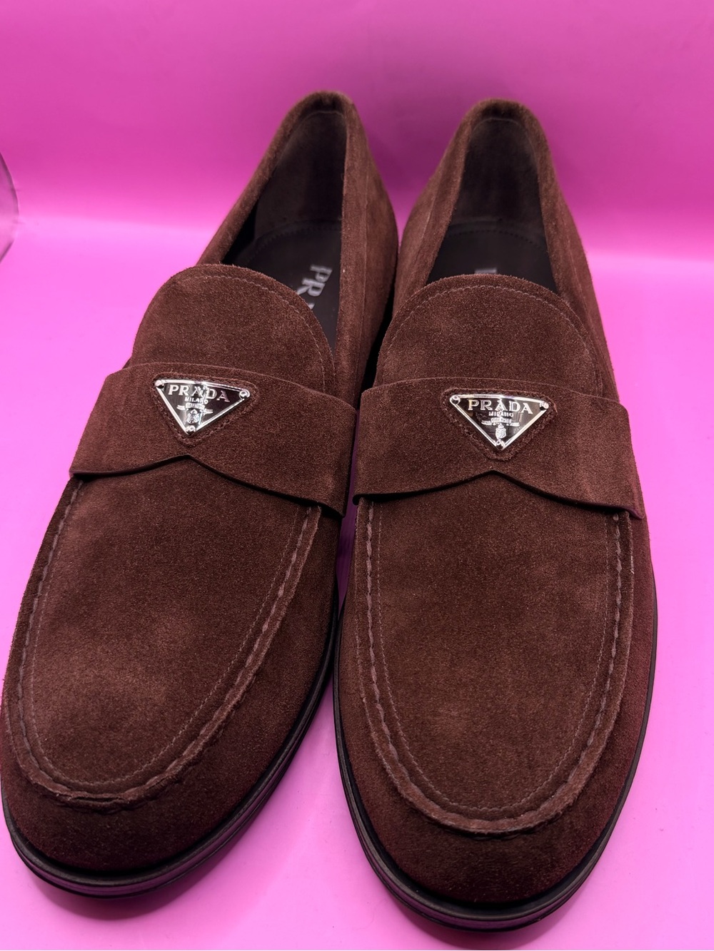 Prada Brown Suede Men’s Slip-On Loafers UK 10-US11